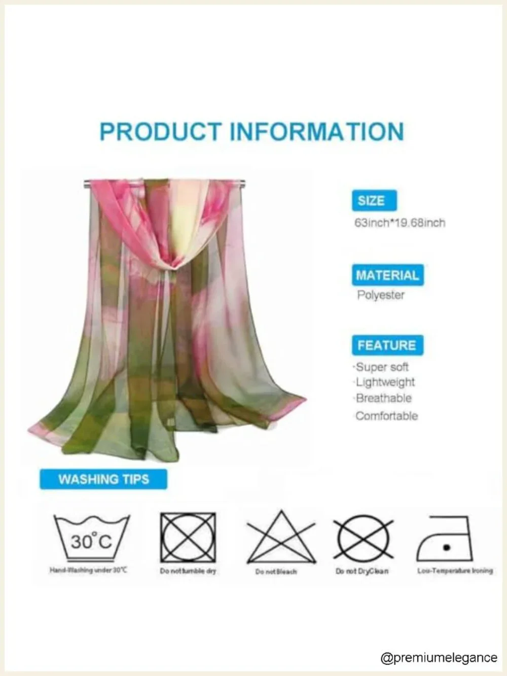 Lightweight Floral Print Scarf Women Silk Feeling Soft